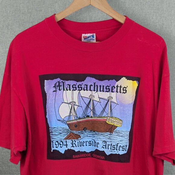 Hanes Other - Vintage 1994 Riverside Artsfest T-Shirt Red Hanes L Ship Graphic Georgia USA